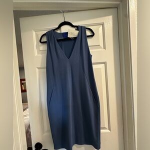 NWT Winser London Crepe Jersey Shift Dress Blue Slate - Size S